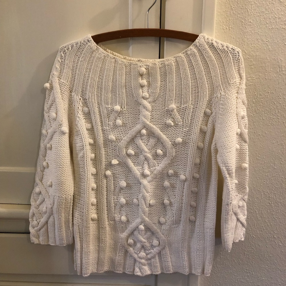 Dana Buchman White Ivory Cream Chunky Sweater